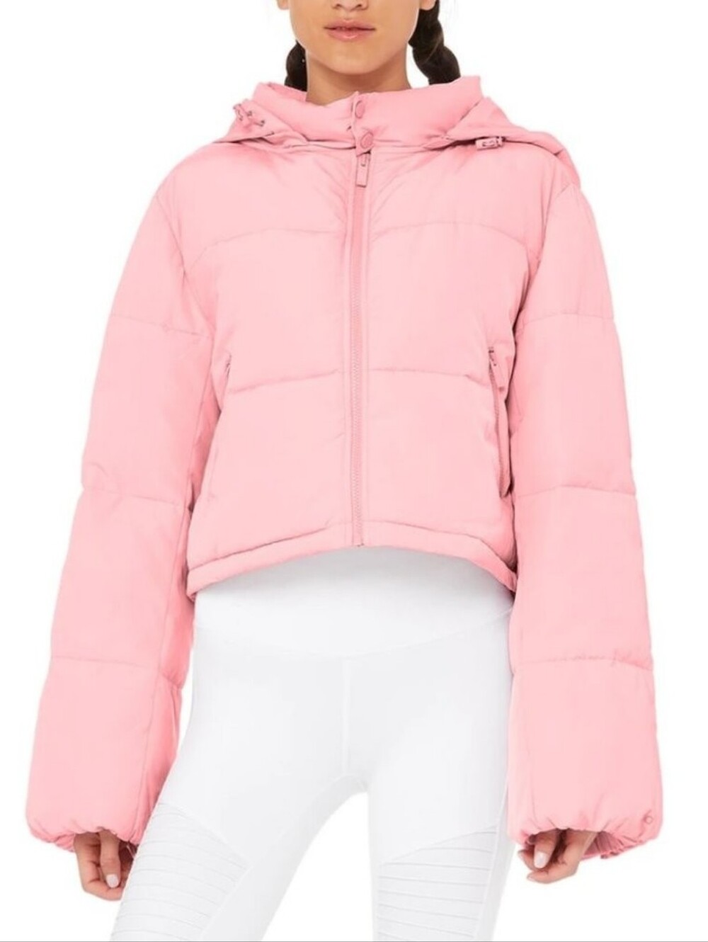 Alo Yoga Introspective Quilted Puffer no hood Jacket in Flamingo Pink sz SMALL